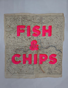 Fish & Chips London Small 42x46cm - Dave Buonaguidi