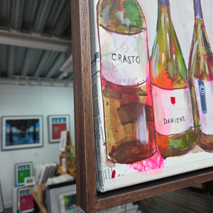 Red Wine Bar Original Painting - Framed