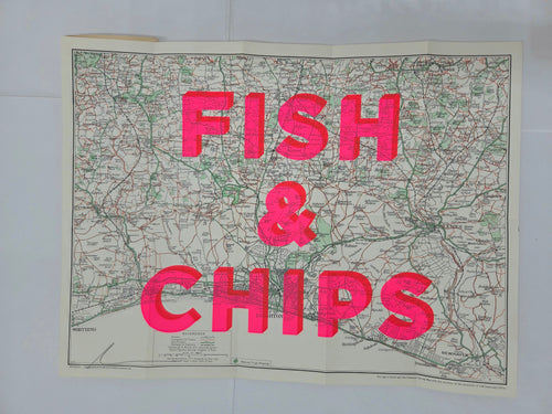 Fish & Chips - Brighton Ramblers Map Small 50.5x38cm - Dave Buonaguidi