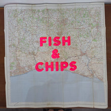 Load image into Gallery viewer, Dave Buoniguidi - Fish &amp; Chips - Brighton &amp; The Downs Ordinance Survey screen printed map 87cm x 89cm