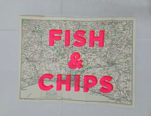 Fish & Chips - Brighton Ramblers Map Small 50.5x38cm - Dave Buonaguidi