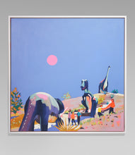 Load image into Gallery viewer, Ruth Mulvie - Dinosaur Highway - Oil &amp; Acrylic 90x90cm