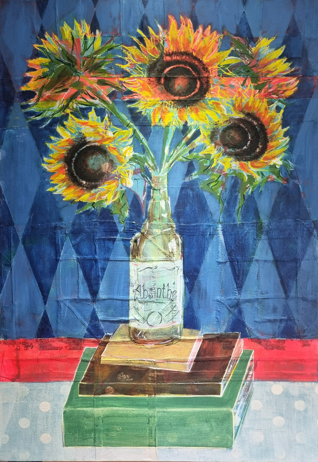 Sunflowers in Absinthe  - Original Painting - Pam Glew