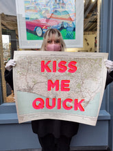 Load image into Gallery viewer, Dave Buonaguidi - Kiss Me Quick screen print on Brighton map Unframed flat 19+