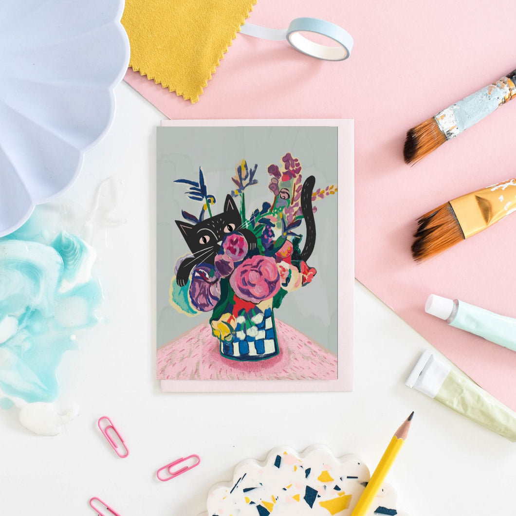 Catisse - Flowers and Cat Card - Niaski