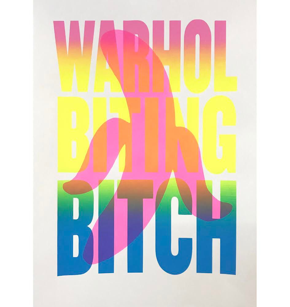 Warhol Biting Bitch Print - White Shuby UNFRAMED
