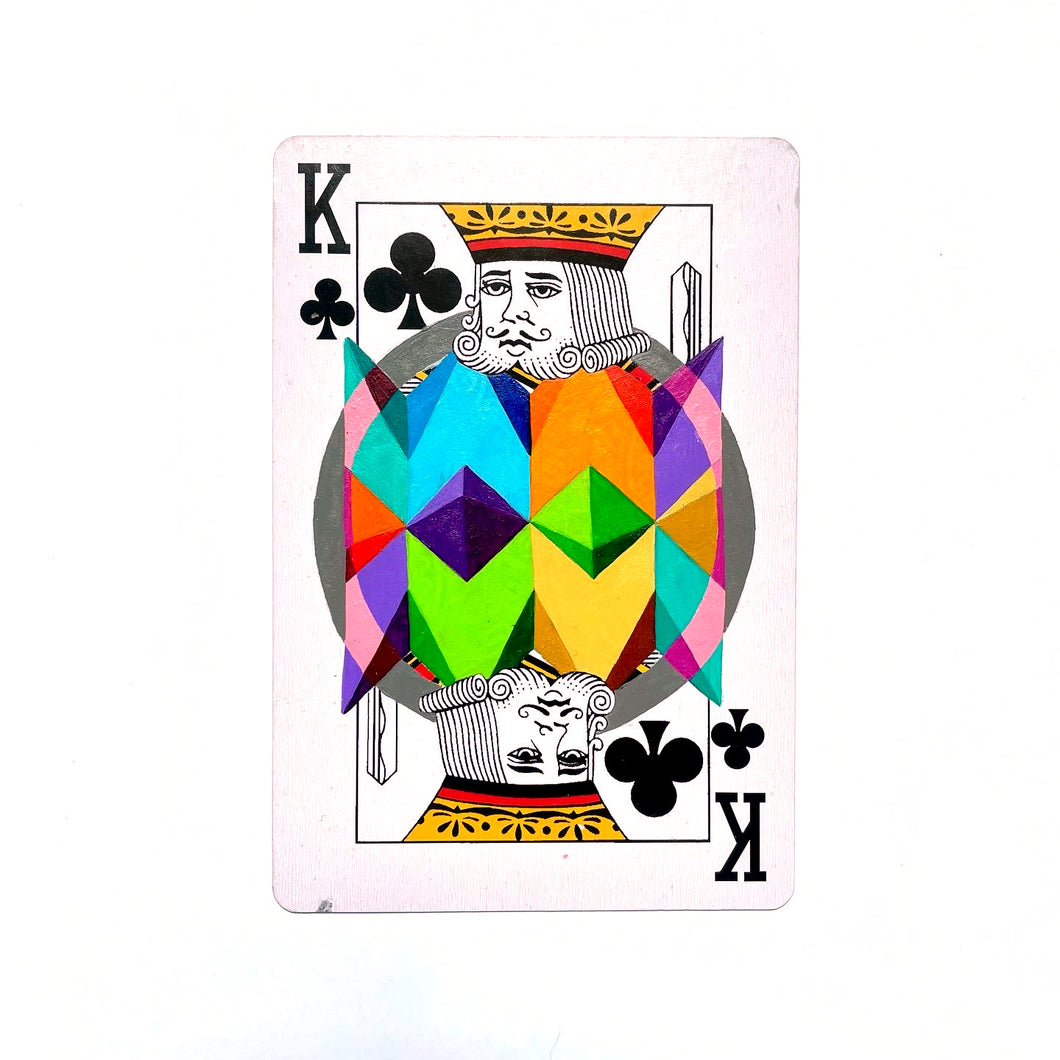 Paul Monsters - King of Clubs - painted playing card