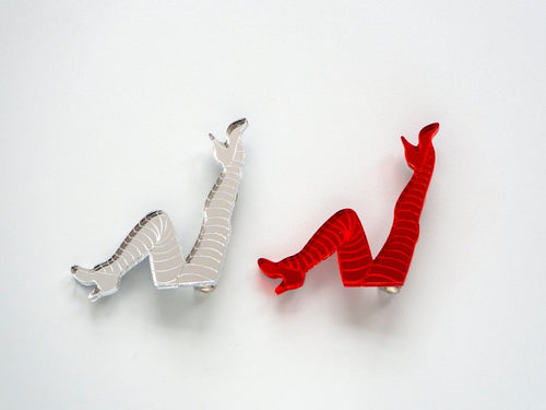 Red Can Can brooch Designosaur