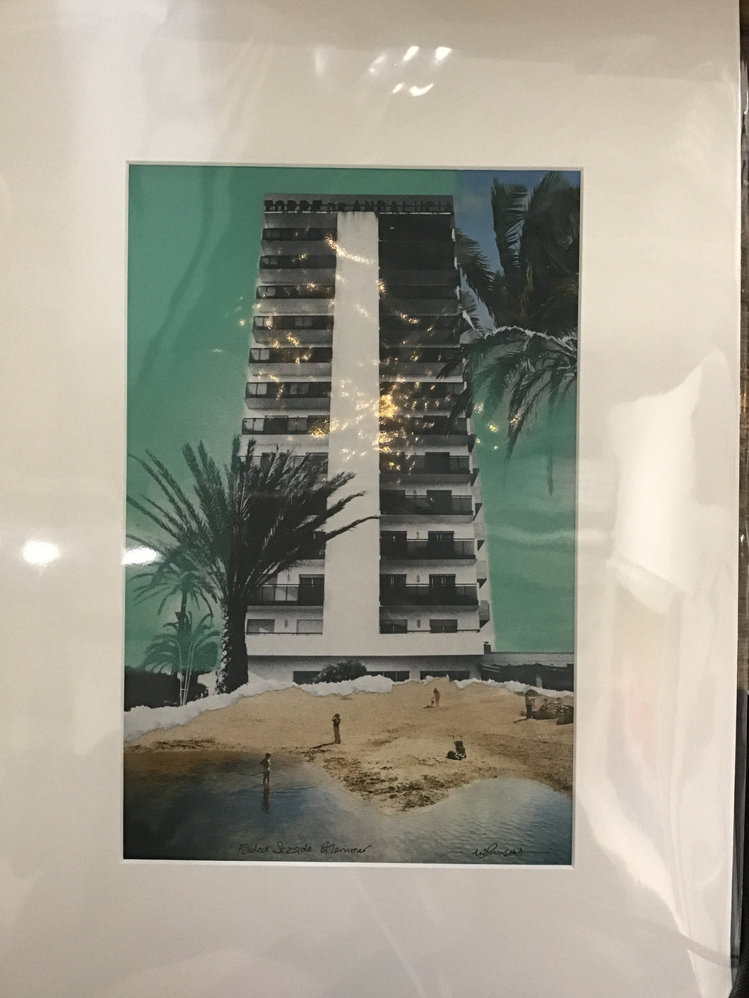 Liz Pounsett - Faded Seaside Glamour Green - Print from a collage