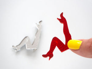 Silver Can Can brooch Designosaur
